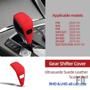 BMW ULTRASUEDE ラップギアシフトノブ ABS トリムカバーステッカー F40 F44 G42 G20 G21 X3 G01 X4 G02 2022 G29 G22 G23 G26 アルカンターラ - Scarlet Red