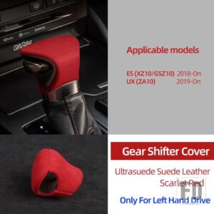レクサス ULTRASUEDE トップスエードラップギアシフトノブ ABS トリムカバーステッカー ES ES300H UX UX250H F スポーツ 2020 2021 アクセサリ - LHD red