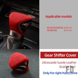 レクサス ULTRASUEDE トップスエードラップギアシフトノブ ABS トリムカバーステッカー ES ES300H UX UX250H F スポーツ 2020 2021 アクセサリ - RHD red