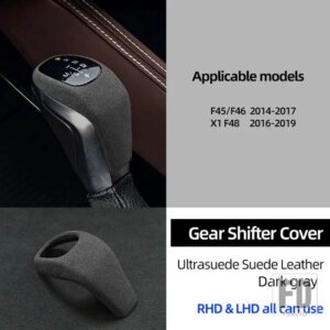 BMW ULTRASUEDE トップスエードラップギアシフトノブトリムカバー X1 F48 2016-2019 2シリーズアクティブツアラー F45 F46 2014-2017 - Dark Gray