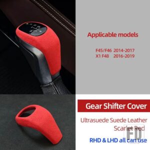BMW ULTRASUEDE トップスエードラップギアシフトノブトリムカバー X1 F48 2016-2019 2シリーズアクティブツアラー F45 F46 2014-2017 - Scarlet Red