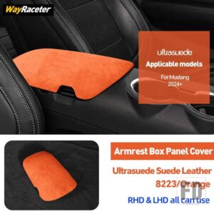 フォード ULTRASUEDE スエードラップ収納アームレストボックスパネルトリムカバーマスタングダークホース 2024 2025 GT シェルビー S650 アクセ - Orange