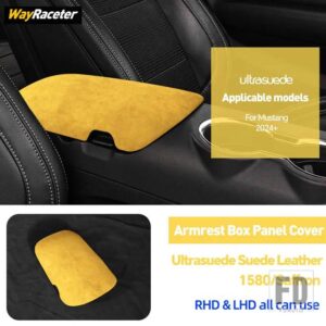 フォード ULTRASUEDE スエードラップ収納アームレストボックスパネルトリムカバーマスタングダークホース 2024 2025 GT シェルビー S650 アクセ - Yellow
