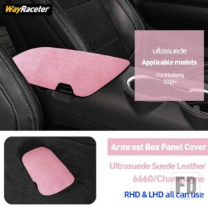 フォード ULTRASUEDE スエードラップ収納アームレストボックスパネルトリムカバーマスタングダークホース 2024 2025 GT シェルビー S650 アクセ - Pink