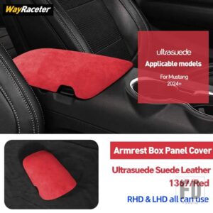 フォード ULTRASUEDE スエードラップ収納アームレストボックスパネルトリムカバーマスタングダークホース 2024 2025 GT シェルビー S650 アクセ - Red