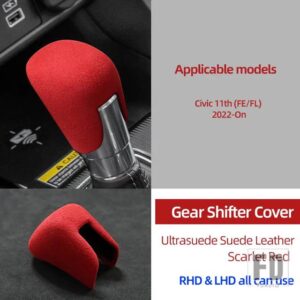 ホンダ ULTRASUEDE トップスエードラップギアシフトノブ ABS トリムカバーステッカー シビック 11TH 世代 2022 - アクセサリー - Scarlet Red