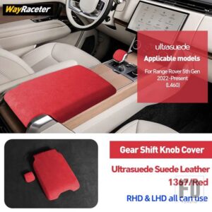 レンジローバー ULTRASUEDE スエードラップ収納アームレストボックスギアシフトノブカバー L460 2022 2023 2024 2025 アクセサリー - Red