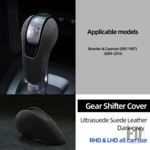 ポルシェ ULTRASUEDE トップスエードラップギアシフトノブトリムステッカーカバーケイマンボクスター 981 987 2009-2016 アクセサリー - Dark Gray