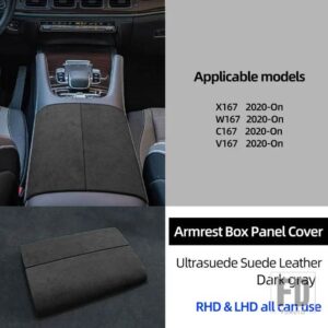 メルセデスベンツ ULTRASUEDE ラップアームレストボックスパネルトリムステッカーカバー GLE W167 C167 V167 GLS X167 AMG マイバッハ 2020 20 - Dark Gray