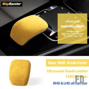 メルセデスベンツ ULTRASUEDE スエードラップギアシフトノブトリムカバー CLAクラス 2020-23 X118 W118 C118 CLA45 AMG CLA250 - Yellow