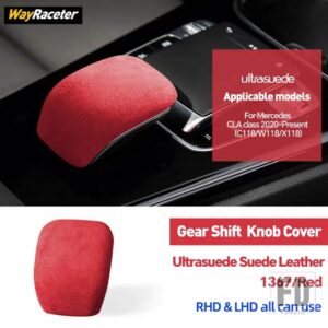 メルセデスベンツ ULTRASUEDE スエードラップギアシフトノブトリムカバー CLAクラス 2020-23 X118 W118 C118 CLA45 AMG CLA250 - Red