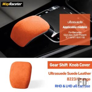メルセデスベンツ ULTRASUEDE スエードラップギアシフトノブトリムカバー CLAクラス 2020-23 X118 W118 C118 CLA45 AMG CLA250 - Orange