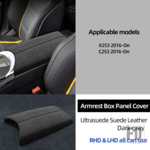 メルセデスベンツ ULTRASUEDE トップスエードアームレストボックスパネルトリムステッカーカバー GLCクラス X253 クーペ C253 AMG 43 63 アクセ - Dark Gray