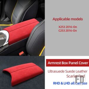 メルセデスベンツ ULTRASUEDE トップスエードアームレストボックスパネルトリムステッカーカバー GLCクラス X253 クーペ C253 AMG 43 63 アクセ - Scarlet Red