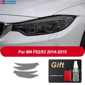 BMW ヘッドライトフィルムフロントスモークブラック TPU ステッカー M2 F87 M3 F80 M4 F82 F83 M5 F10 F90 M6 M8 I3 I8 Z4 E89 G29 - M4 F82 F83 14-19