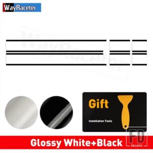 ミニクーパー 2個 ボンネットストライプフードバンドリアトランクグラフィックビニールデカール 2024 F65 F66 F67 JCW ハッチアクセサリー - White and Black