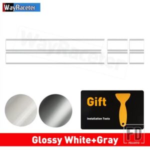 ミニクーパー 2個 ボンネットストライプフードバンドリアトランクグラフィックビニールデカール 2024 F65 F66 F67 JCW ハッチアクセサリー - White and Gray