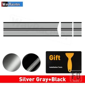 ミニクーパー 2個 ボンネットストライプフードバンドリアトランクグラフィックビニールデカール 2024 F65 F66 F67 JCW ハッチアクセサリー - Gray and Black