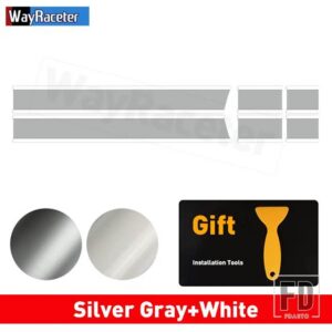 ミニクーパー 2個 ボンネットストライプフードバンドリアトランクグラフィックビニールデカール 2024 F65 F66 F67 JCW ハッチアクセサリー - Gray and White