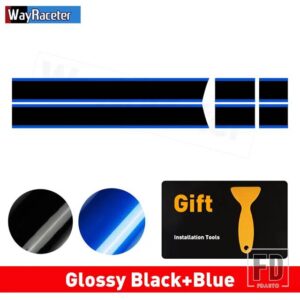 ミニクーパー 2個 ボンネットストライプフードバンドリアトランクグラフィックビニールデカール 2024 F65 F66 F67 JCW ハッチアクセサリー - Black and Blue