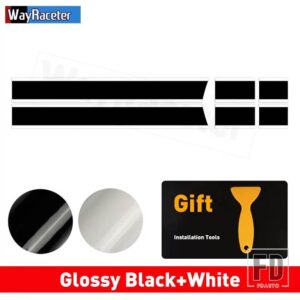 ミニクーパー 2個 ボンネットストライプフードバンドリアトランクグラフィックビニールデカール 2024 F65 F66 F67 JCW ハッチアクセサリー - Black and White