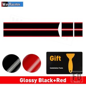 ミニクーパー 2個 ボンネットストライプフードバンドリアトランクグラフィックビニールデカール 2024 F65 F66 F67 JCW ハッチアクセサリー - Black And Red