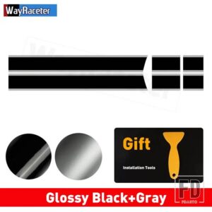 ミニクーパー 2個 ボンネットストライプフードバンドリアトランクグラフィックビニールデカール 2024 F65 F66 F67 JCW ハッチアクセサリー - Black and Gray