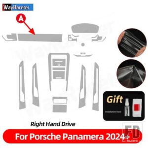 ポルシェ 自己修復アンチスクラッチトップ TPU ビニールセンターギアインテリアペイントフィルムパナメーラ 2024 2025 アクセサリー - RHD the set A