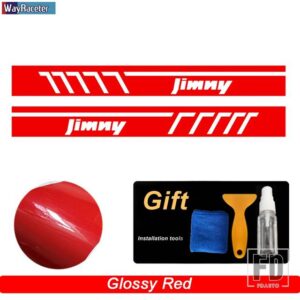 スズキ 2個 レーシングスポーツドアサイドストライプスカートステッカー ジムニー JB43 JB74 JB64 オフロードアクセサリー - Glossy red