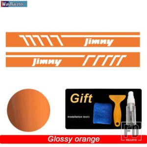 スズキ 2個 レーシングスポーツドアサイドストライプスカートステッカー ジムニー JB43 JB74 JB64 オフロードアクセサリー - Glossy orange