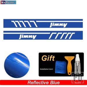 スズキ 2個 レーシングスポーツドアサイドストライプスカートステッカー ジムニー JB43 JB74 JB64 オフロードアクセサリー - Reflective blue