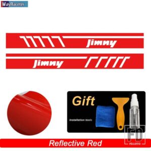 スズキ 2個 レーシングスポーツドアサイドストライプスカートステッカー ジムニー JB43 JB74 JB64 オフロードアクセサリー - Reflective red