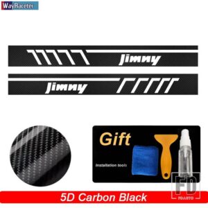 スズキ 2個 レーシングスポーツドアサイドストライプスカートステッカー ジムニー JB43 JB74 JB64 オフロードアクセサリー - 5D carbon black