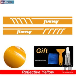 スズキ 2個 レーシングスポーツドアサイドストライプスカートステッカー ジムニー JB43 JB74 JB64 オフロードアクセサリー - Reflective yellow