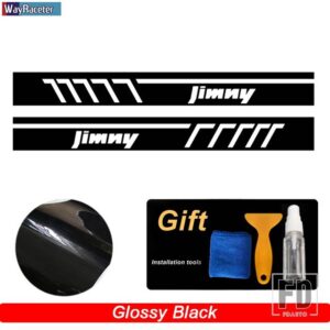 スズキ 2個 レーシングスポーツドアサイドストライプスカートステッカー ジムニー JB43 JB74 JB64 オフロードアクセサリー - Glossy black