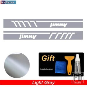 スズキ 2個 レーシングスポーツドアサイドストライプスカートステッカー ジムニー JB43 JB74 JB64 オフロードアクセサリー - Silver gray