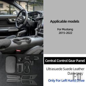 フォード ULTRASUEDE ラップインテリアセンターコンソールギアシフトパネルカバーマスタング 2015-2022 - Dark Gray