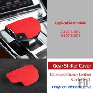 アウディ ULTRASUEDE トップスエードラップギアシフトノブ ABS トリムカバーステッカー A8 D5 4N 2018 2019 Q8 インテリアアクセサリー - Scarlet Red