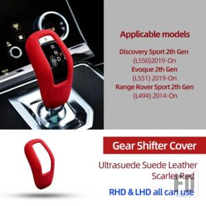 レンジローバー ULTRASUEDE スエードラッピングギアシフトノブ ABS トリムカバー装飾 EVOQUE L551 L494 ディスカバリースポーツ L550 - Scarlet Red