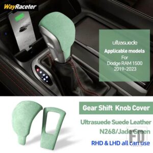 ウルトラスエード スエード ラップ LHD RHD ギアシフトノブトリムカバーダッジラム 1500 2019-23 アクセサリー - Green