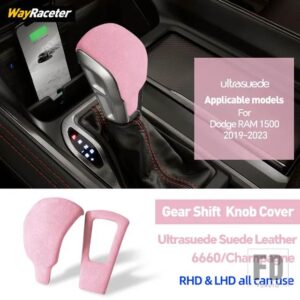 ウルトラスエード スエード ラップ LHD RHD ギアシフトノブトリムカバーダッジラム 1500 2019-23 アクセサリー - Pink