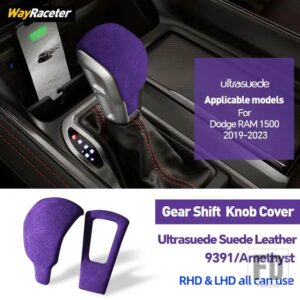 ウルトラスエード スエード ラップ LHD RHD ギアシフトノブトリムカバーダッジラム 1500 2019-23 アクセサリー - PURPLE