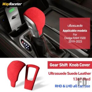 ウルトラスエード スエード ラップ LHD RHD ギアシフトノブトリムカバーダッジラム 1500 2019-23 アクセサリー - Red