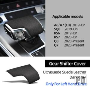 アウディ ULTRASUEDE スエードレザーギアシフトノブトリムカバープロテクター装飾 A6 A7 C8 Q8 SQ8 S8 Q7 RS7 2020 RS6 アクセサリー - Dark Gray
