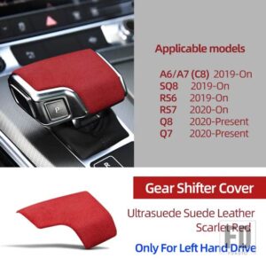 アウディ ULTRASUEDE スエードレザーギアシフトノブトリムカバープロテクター装飾 A6 A7 C8 Q8 SQ8 S8 Q7 RS7 2020 RS6 アクセサリー - Scarlet Red
