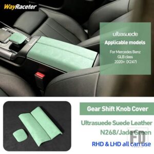 メルセデスベンツ ULTRASUEDE 収納アームレストボックスギアシフトノブカバー X247 GLB クラス 2020-23 GLB35 GLB250 - Green