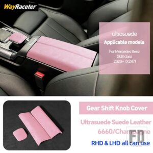 メルセデスベンツ ULTRASUEDE 収納アームレストボックスギアシフトノブカバー X247 GLB クラス 2020-23 GLB35 GLB250 - Pink