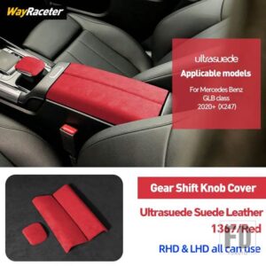 メルセデスベンツ ULTRASUEDE 収納アームレストボックスギアシフトノブカバー X247 GLB クラス 2020-23 GLB35 GLB250 - Red