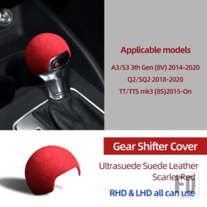 アウディ ULTRASUEDE スエードラッピングギアシフトノブ ABS トリムカバー装飾 A3 8V S3 Q2 SQ2 TT TTS MK3 8S アクセサリー - Scarlet Red