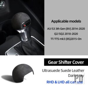 アウディ ULTRASUEDE スエードラッピングギアシフトノブ ABS トリムカバー装飾 A3 8V S3 Q2 SQ2 TT TTS MK3 8S アクセサリー - Dark Gray